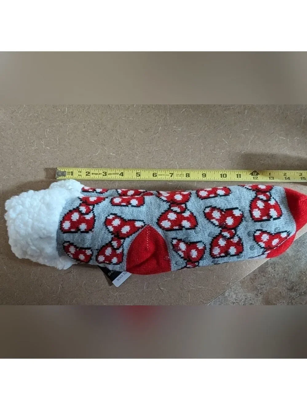 NEW Disney Minnie Mouse Bow Sherpa-Cuff Slipper Socks Shoe 5-10
